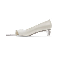 LOST IN ECHO Pointed Toe Hollow Heel Shoes in White | MADA IN CHINA