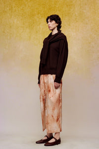 ilEWUOY Printed Silk Slit Skirt | MADA IN CHINA