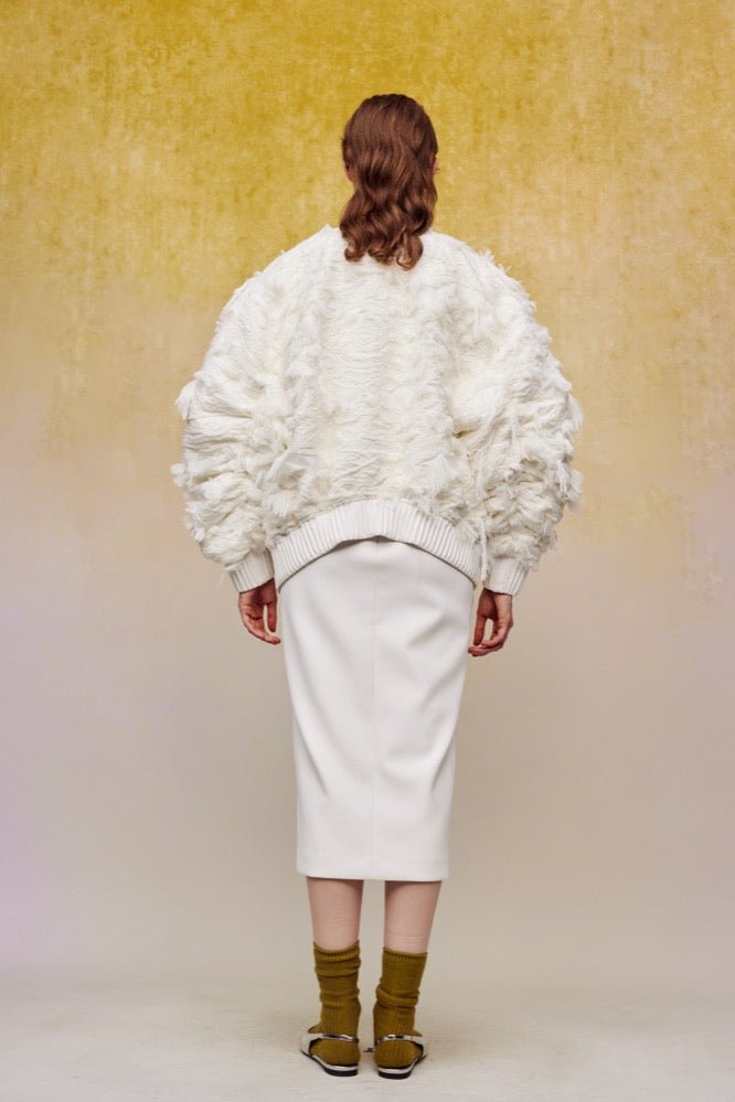 ilEWUOY PU Hip-covering Skirt in White | MADA IN CHINA