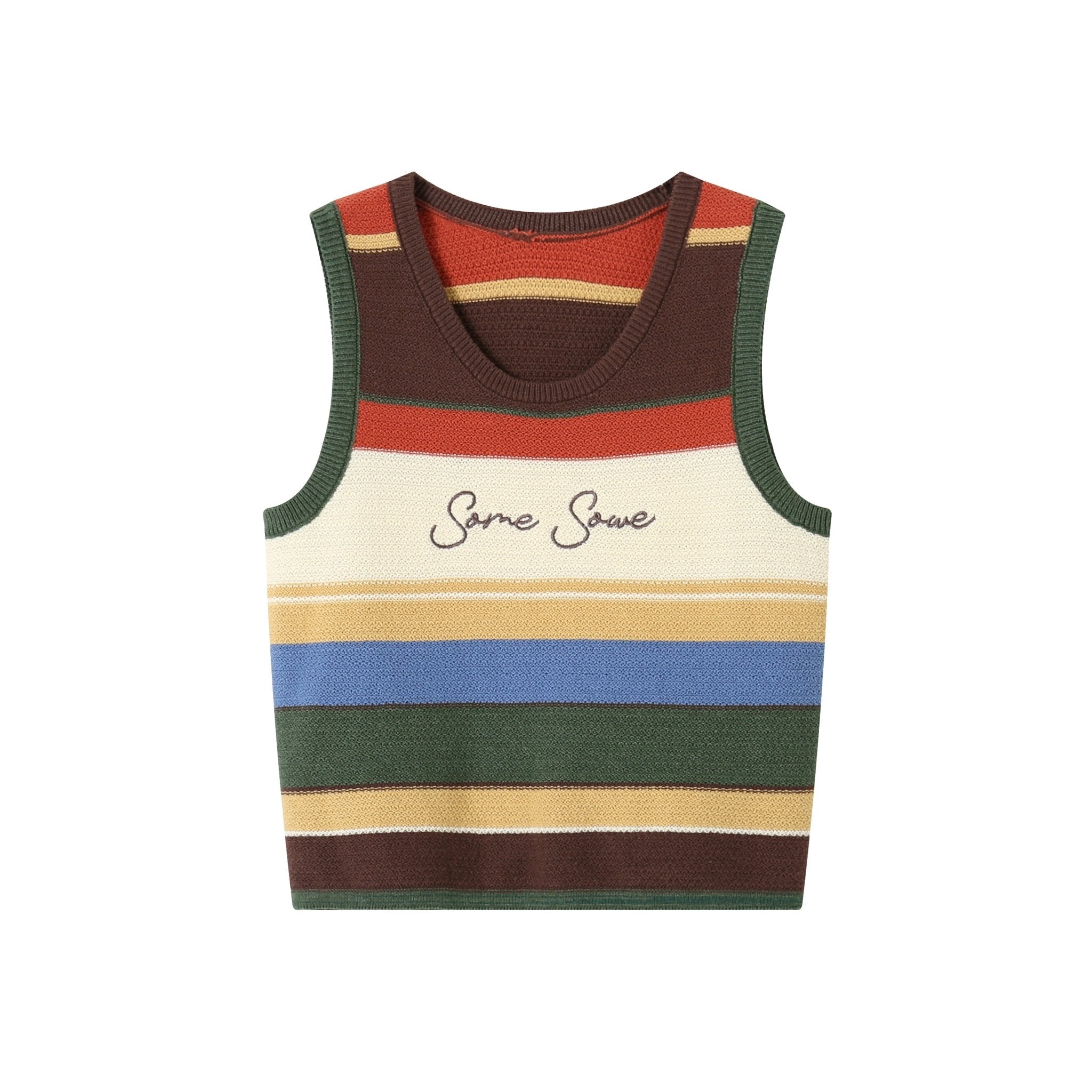 SOMESOWE Rainbow Embroidered Knitted Tank Top | MADA IN CHINA
