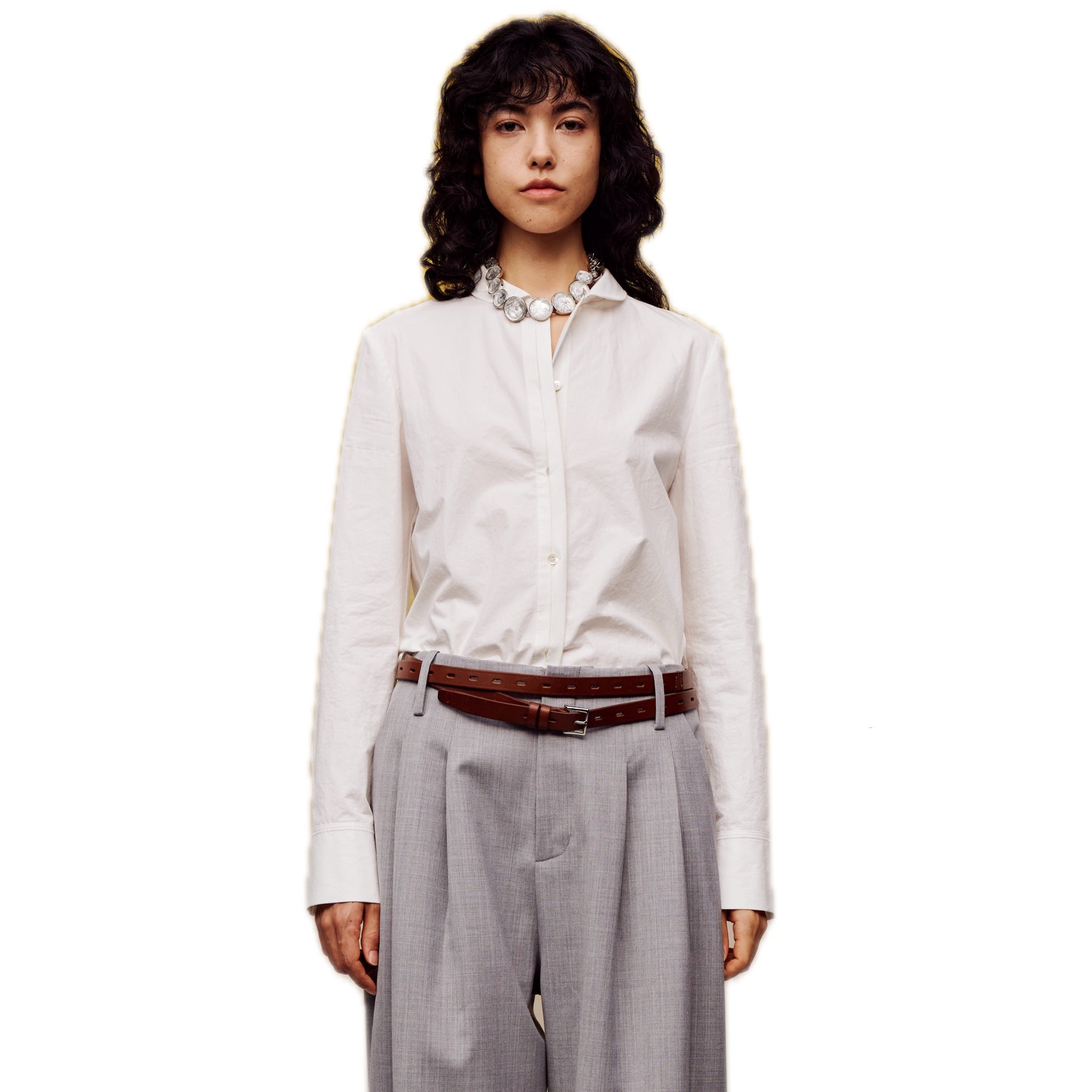 ilEWUOY Retro Collar Shirt in White | MADA IN CHINA