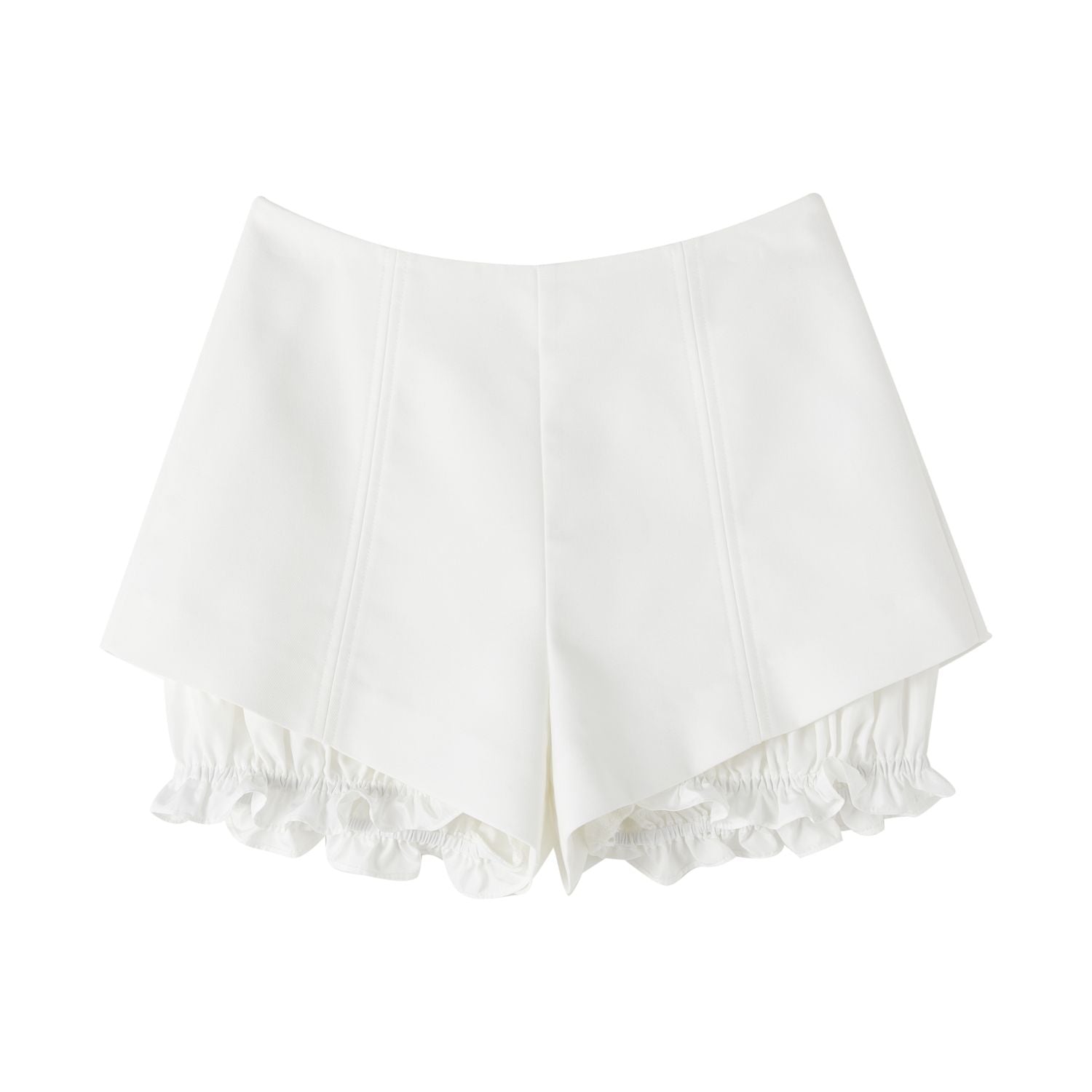 SOMESOWE Ripped Patchwork Layered Bud Shorts in White | MADA IN CHINA