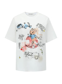 Alexia Sandra Rocking Horse Rabbit Doodle T - Shirt in White | MADA IN CHINA