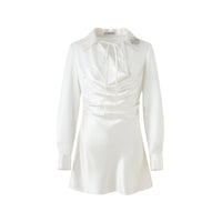 DIANA VEVINA Rose Brooch Acetate Dress White | MADA IN CHINA