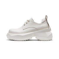 LOST IN ECHO Round Toe Lace-Up Faceted Platform Derby Shoes in White | MADA IN CHINA
