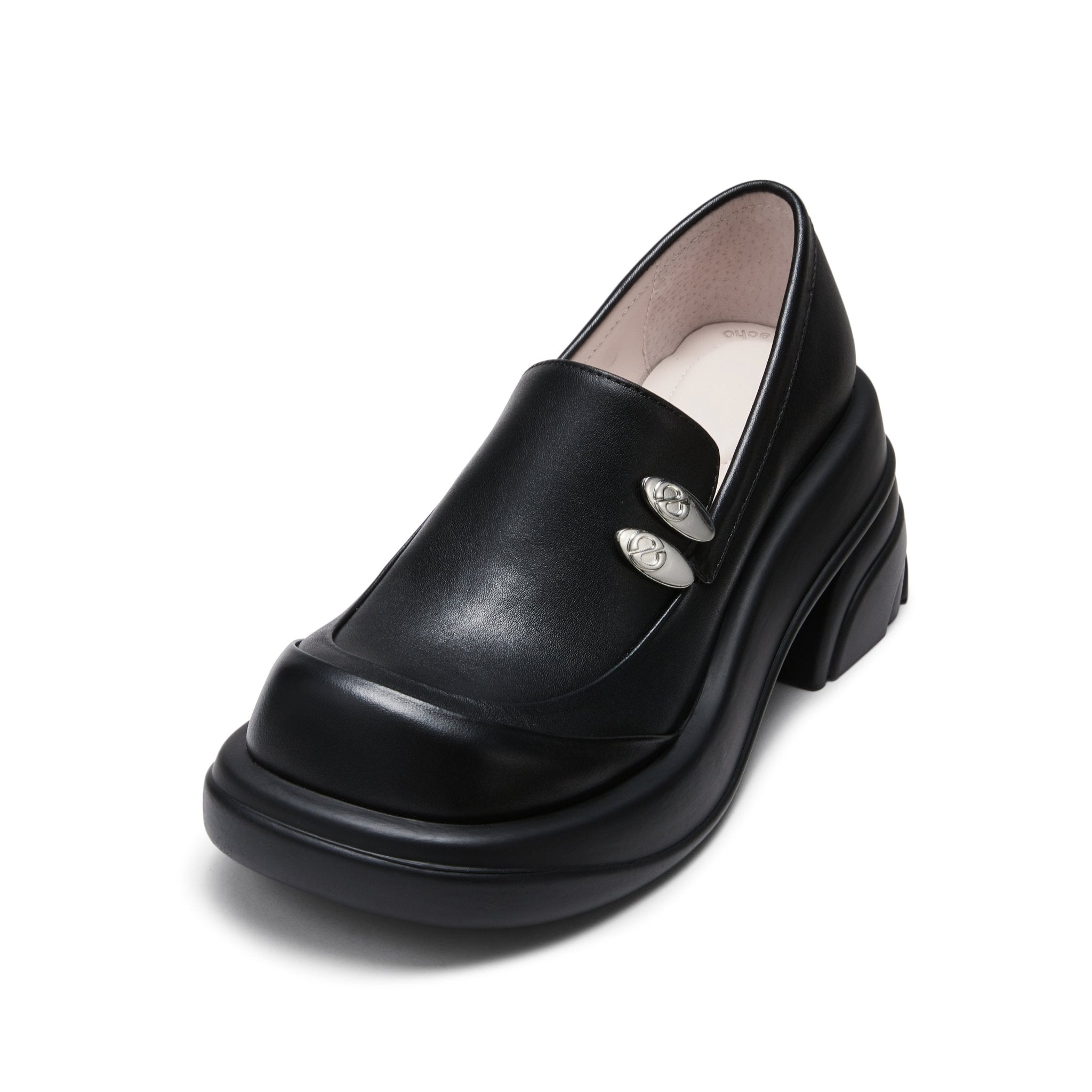 LOST IN ECHO Round toe thick - heeled shoes in Black | MADA IN CHINA