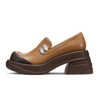 LOST IN ECHO Round toe thick - heeled shoes in Brown | MADA IN CHINA