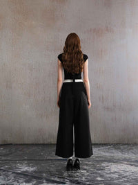 ARTE PURA Ruffled Wide-leg Trousers In Black | MADA IN CHINA