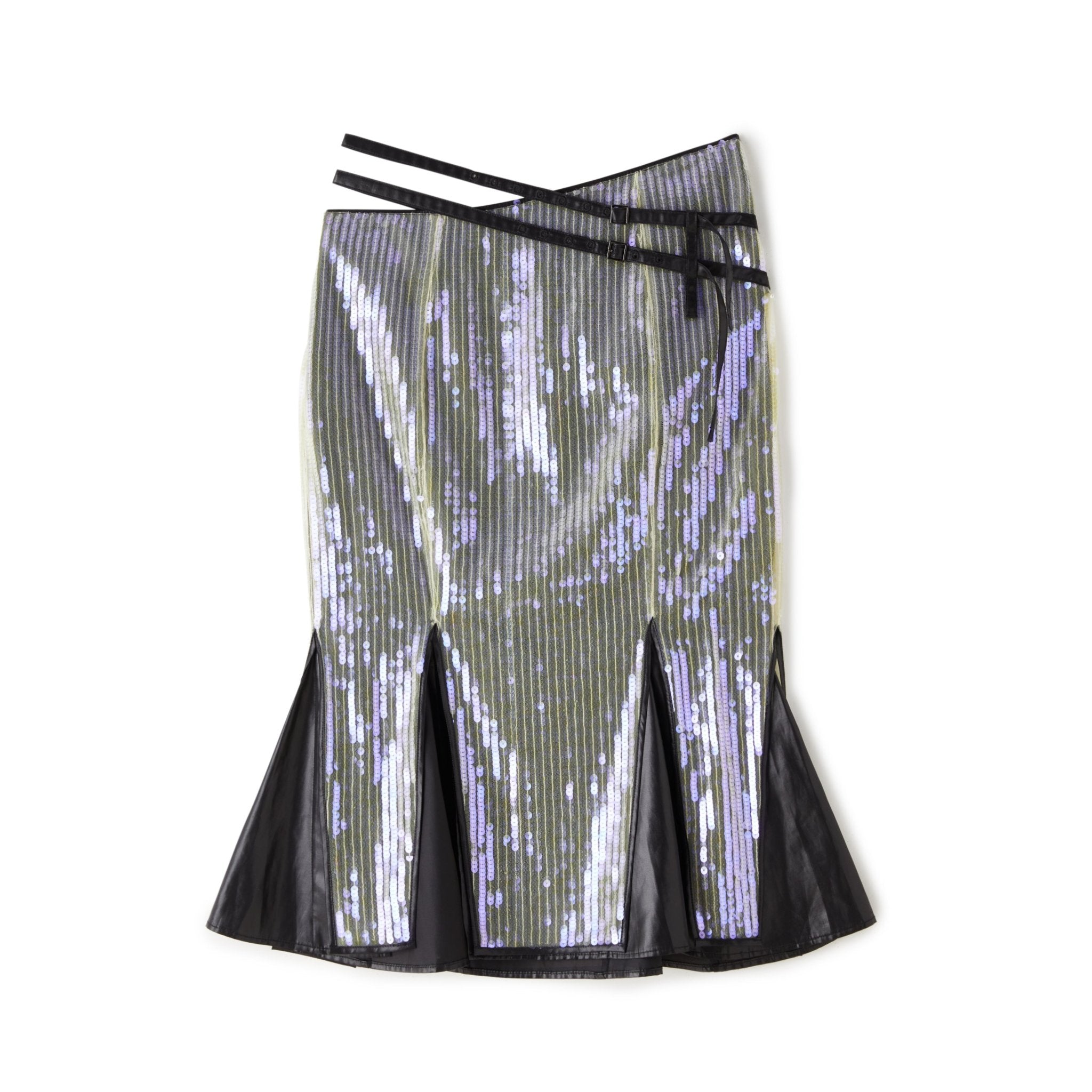 LOST IN ECHO Sequined Fishtail Skirt in Black | MADA IN CHINA