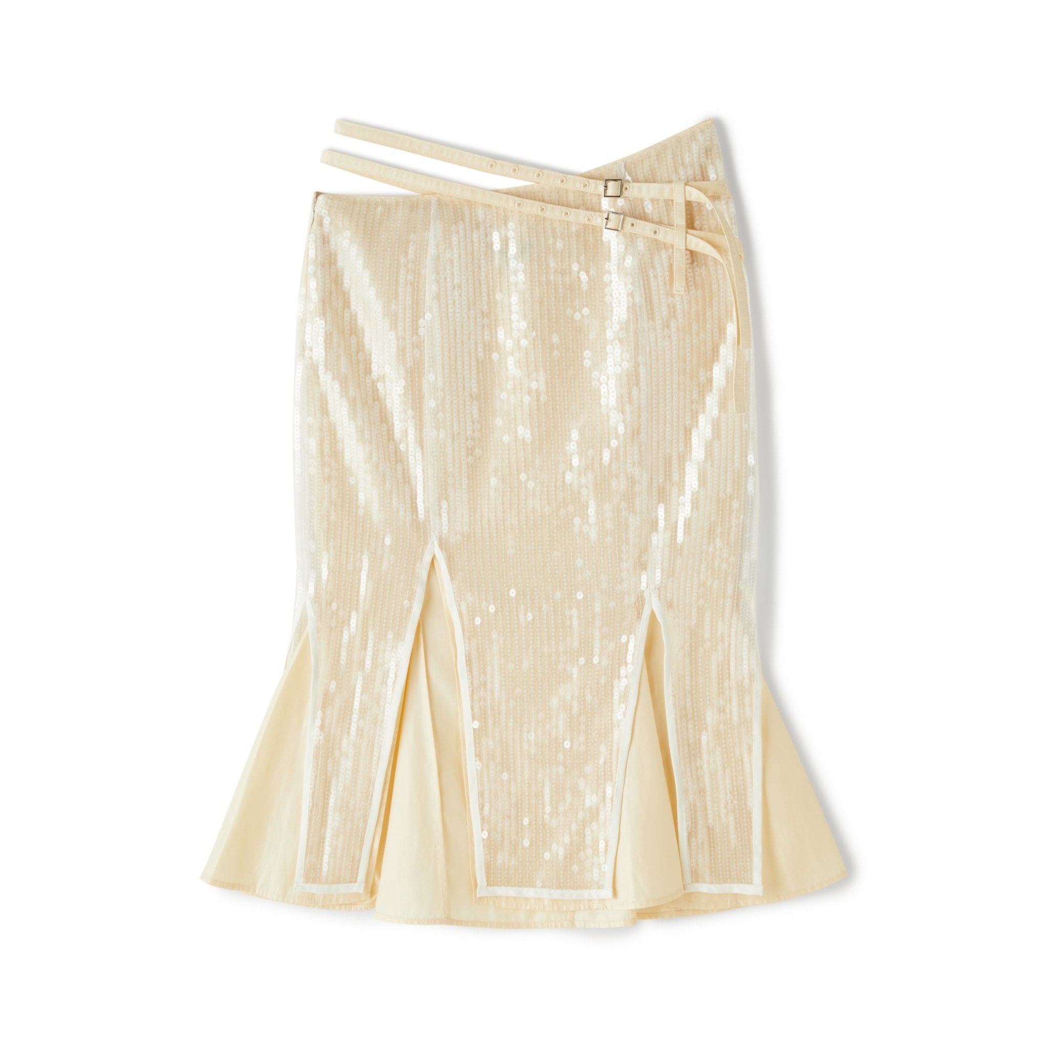 LOST IN ECHO Sequined Fishtail Skirt in Yellow | MADA IN CHINA