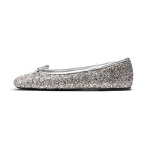 LOST IN ECHO Shiny Silver Square Toe Bow Ballet Shoes | MADA IN CHINA