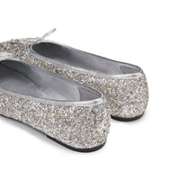 LOST IN ECHO Shiny Silver Square Toe Bow Ballet Shoes | MADA IN CHINA