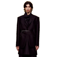 ilEWUOY Silk Wool Long-sleeved Black Suit with Belt | MADA IN CHINA