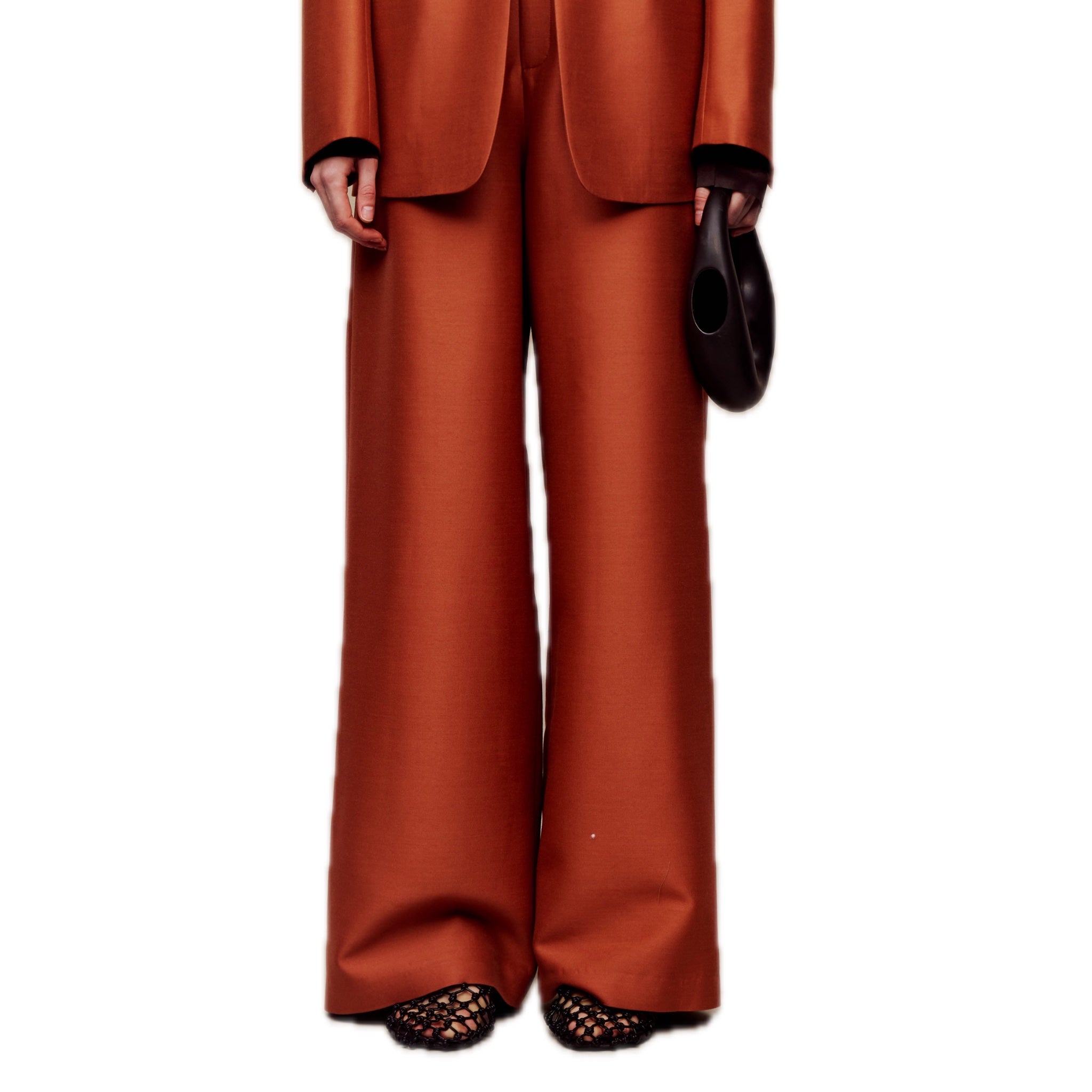 ilEWUOY Silk Wool Wide-leg Pants in Orange | MADA IN CHINA