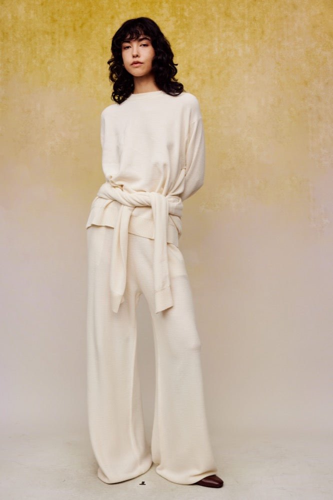 ilEWUOY Silk Wool Wide-leg Pants in White | MADA IN CHINA