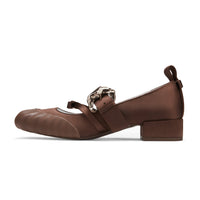 LOST IN ECHO Square - toe Ballet Shoes in Caramel | MADA IN CHINA