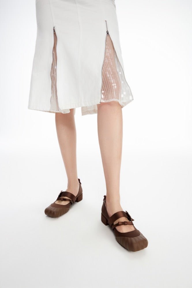 LOST IN ECHO Square - toe Ballet Shoes in Caramel | MADA IN CHINA