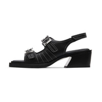 LOST IN ECHO Square Toe Heel Sandals in Black | MADA IN CHINA