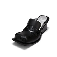 LOST IN ECHO Square Toe Thick - heel Mule Slippers in Black | MADA IN CHINA