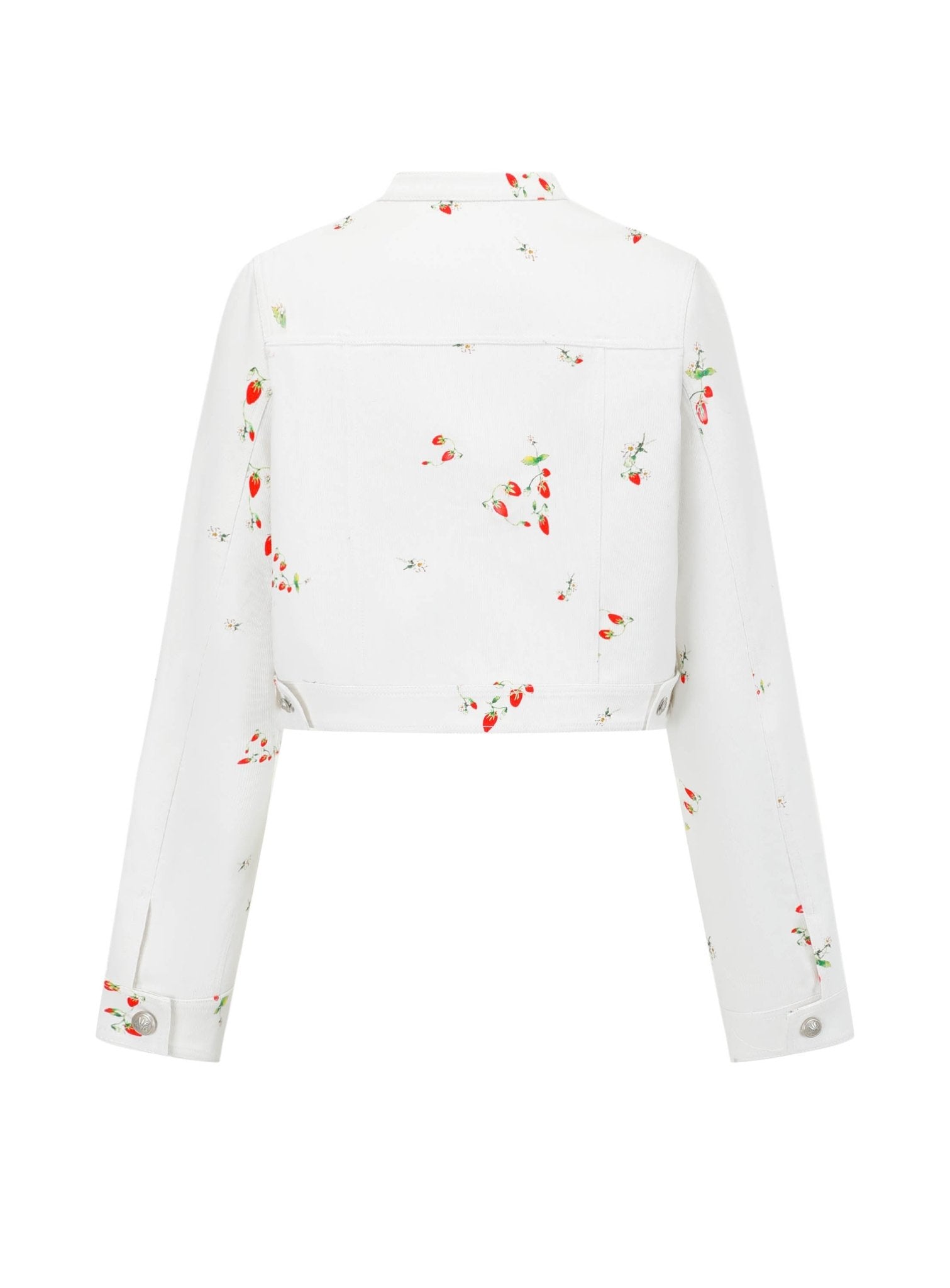 Alexia Sandra Strawberry Club Denim Jacket in White | MADA IN CHINA