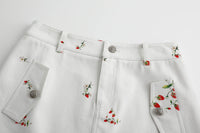 Alexia Sandra Strawberry Club Denim Skirt in White | MADA IN CHINA