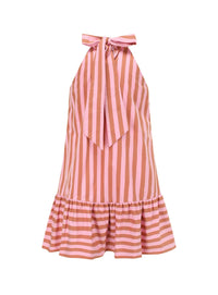 Alexia Sandra Stripe Silk Halterneck Minidress in Pink | MADA IN CHINA