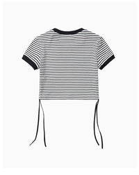CHARLIE LUCIANO Striped Patch Logo Short - Sleeved T - Shirt | MADA IN CHINA