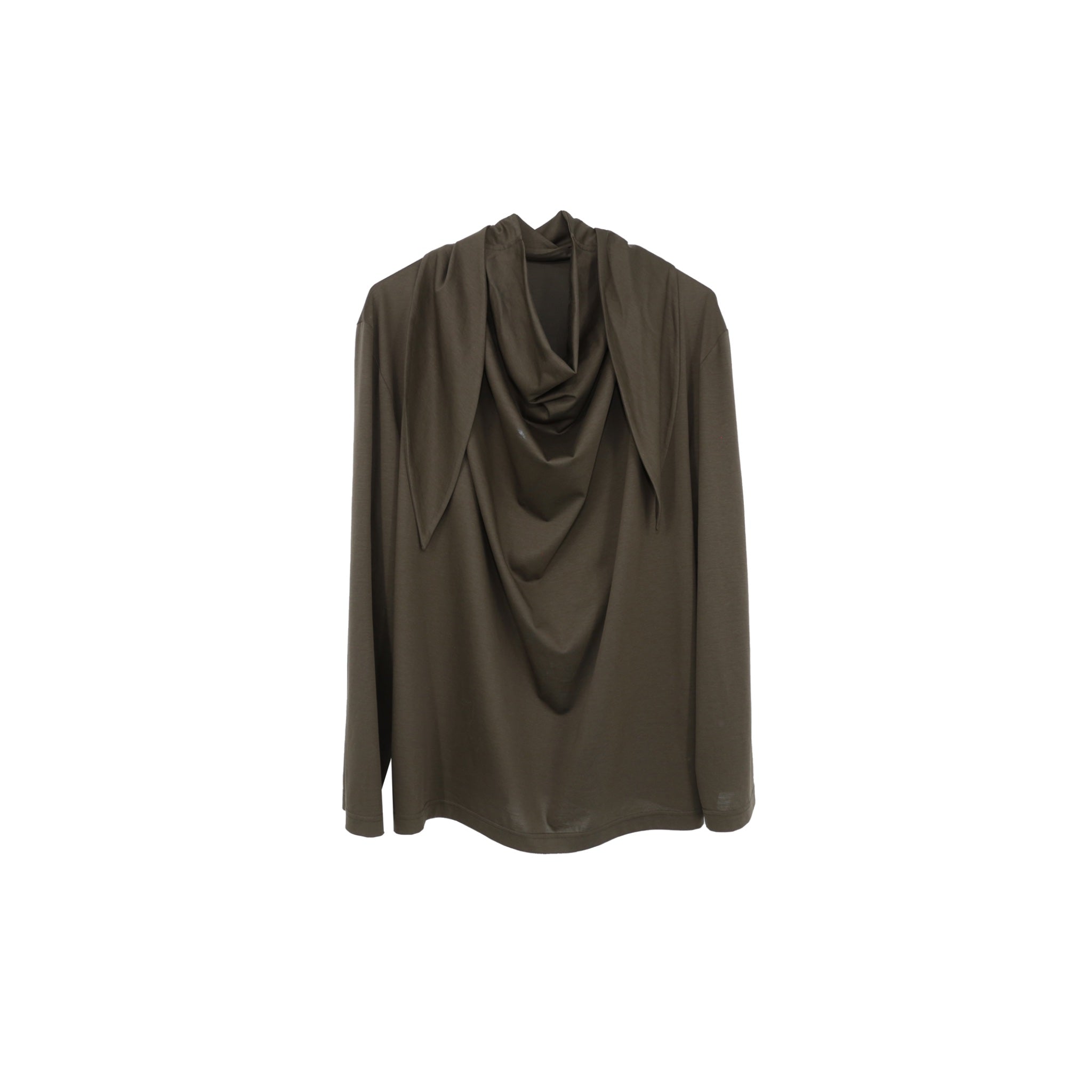 ilEWUOY T-scarf Collar Lace-up Long Sleeves in Army Green | MADA IN CHINA