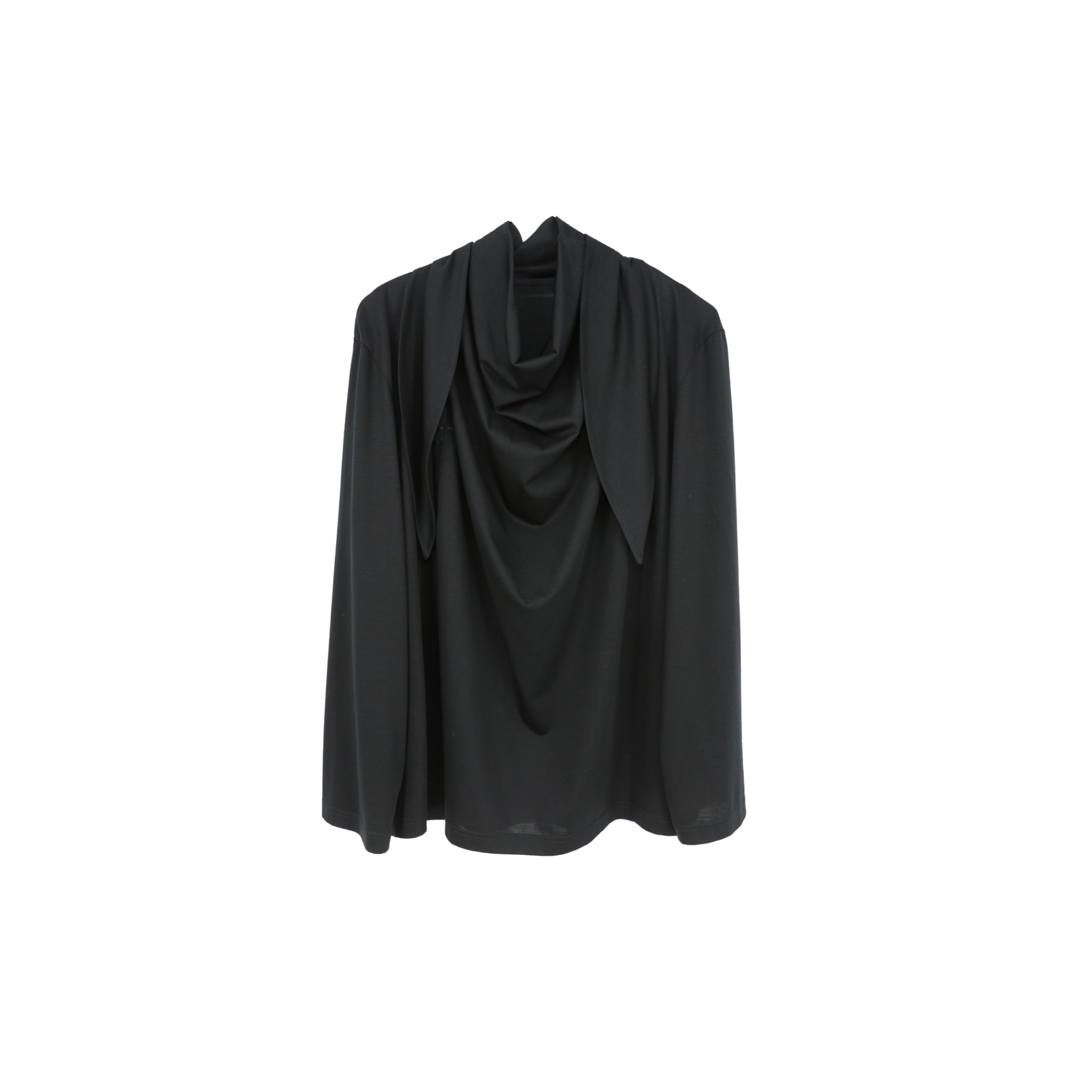 ilEWUOY T-scarf Collar Lace-up Long Sleeves in Black | MADA IN CHINA