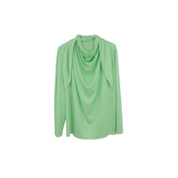 ilEWUOY T-scarf Collar Lace-up Long Sleeves in Green | MADA IN CHINA