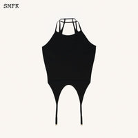 SMFK Temple Chinese Crescent Sports Vest Top Black | MADA IN CHINA