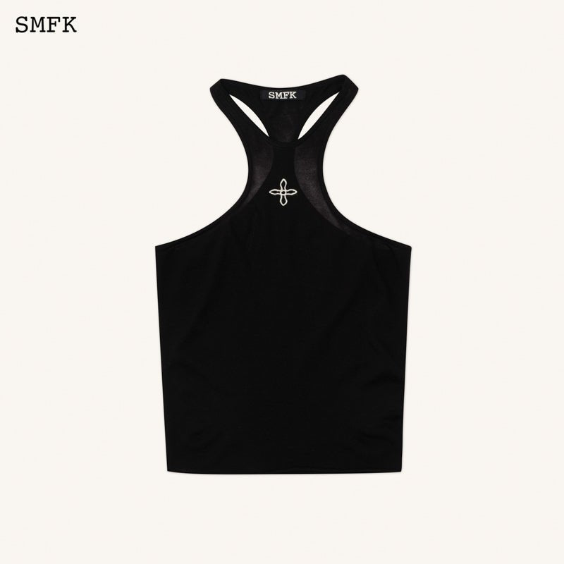 SMFK Temple Traditional Halter-Neck Knitted Vest Top Black | MADA IN CHINA