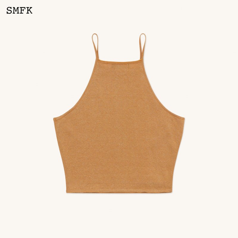 SMFK Temple Traditional Plain Knitted Sling Vest Top Golden | MADA IN CHINA