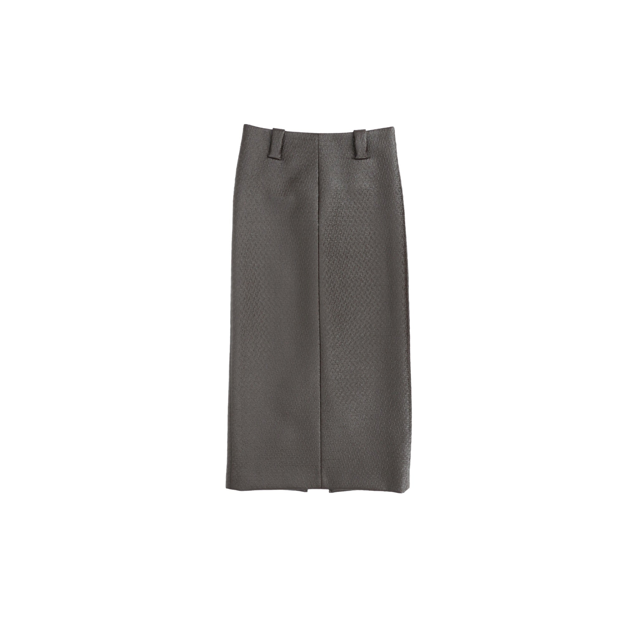 ilEWUOY Textured Faux Leather Long Skirt in Brown | MADA IN CHINA