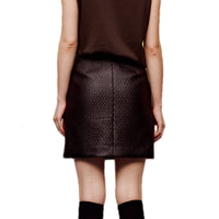 ilEWUOY Textured Faux Leather Short Skirt in Brown | MADA IN CHINA