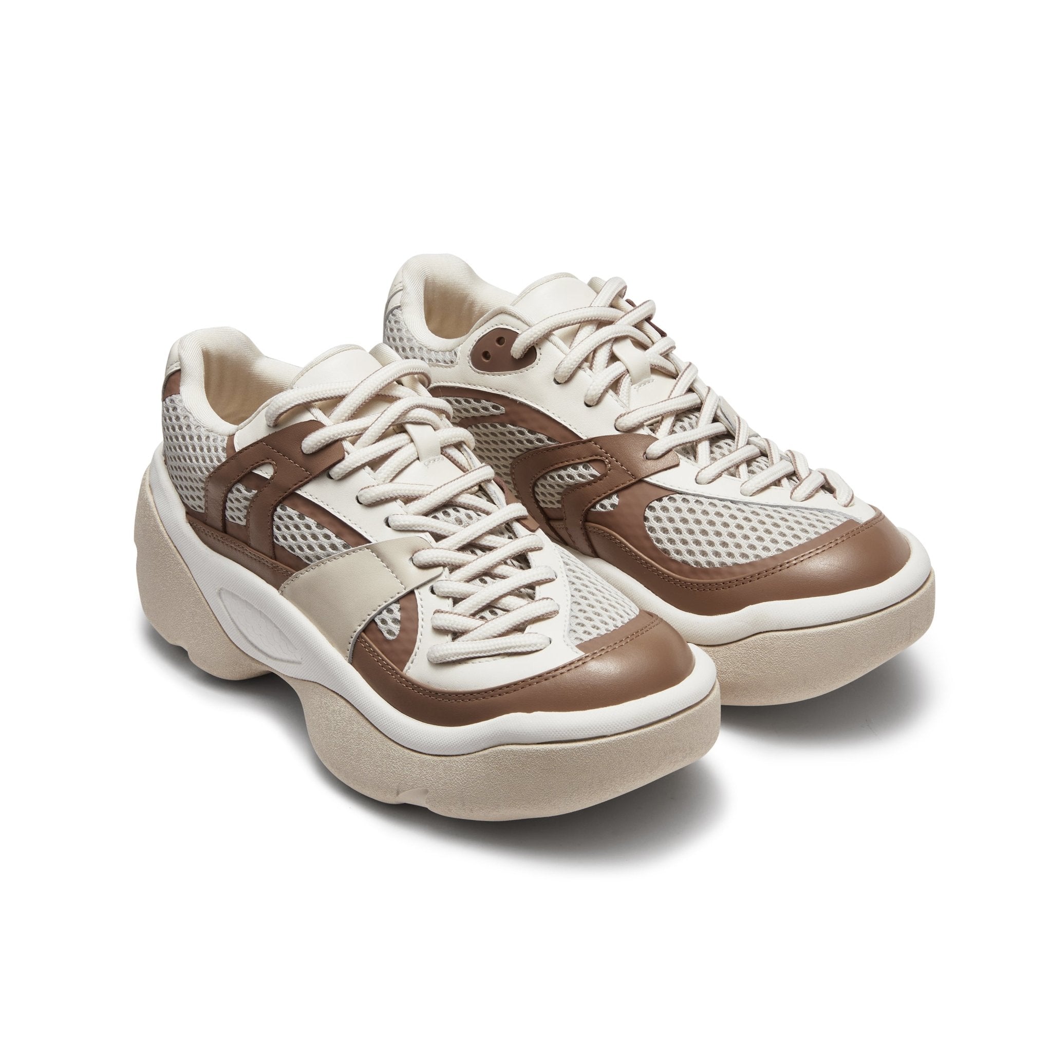 LOST IN ECHO Thick Sole Stitching Sneakers in Brown | MADA IN CHINA