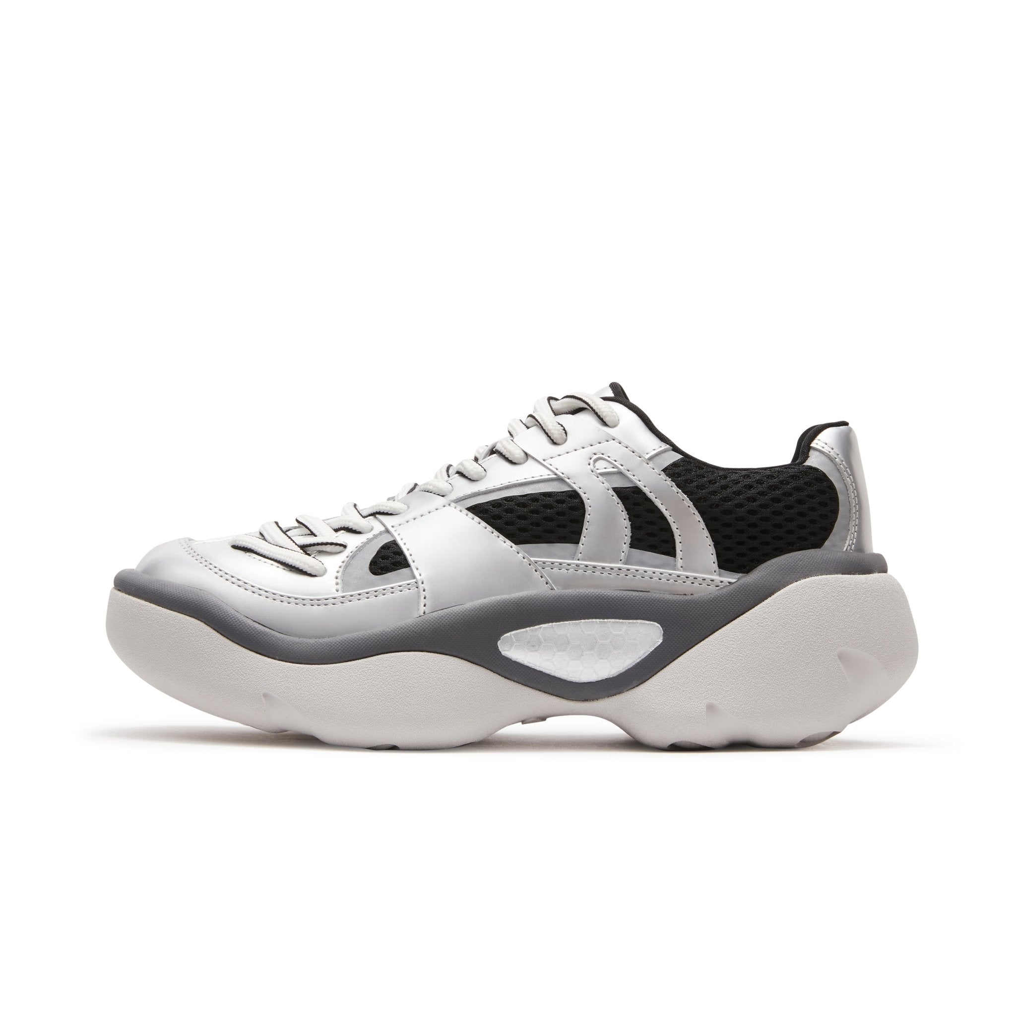 LOST IN ECHO Thick Sole Stitching Sneakers in Silver | MADA IN CHINA