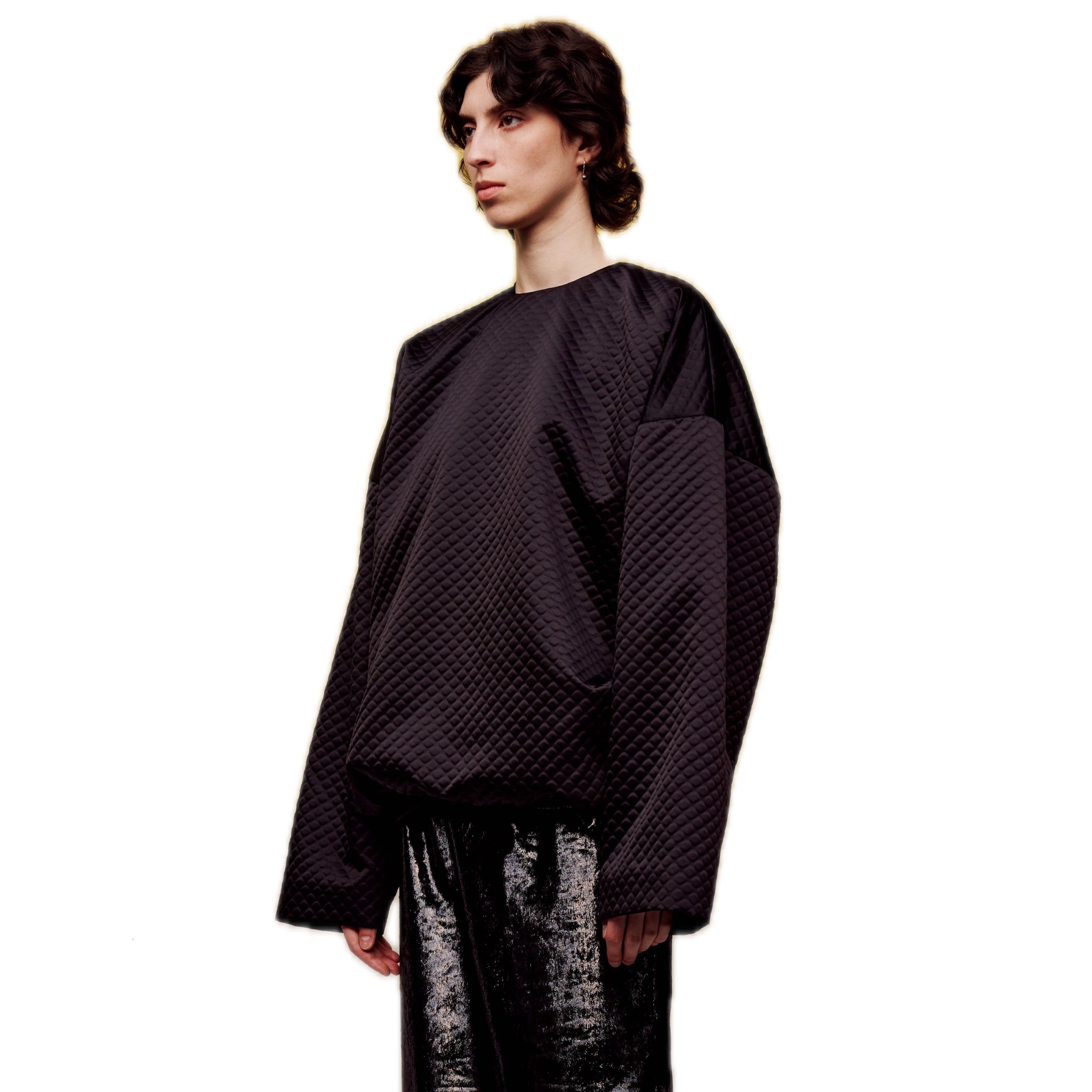 ilEWUOY Thin Cotton Crew Neck Pullover Sweatshirt in Black | MADA IN CHINA