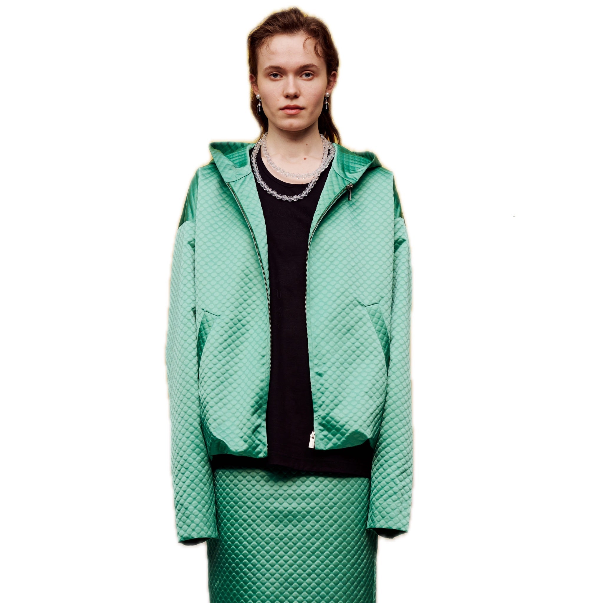 ilEWUOY Thin Cotton Hooded Zip Cardigan Jacket in Green | MADA IN CHINA