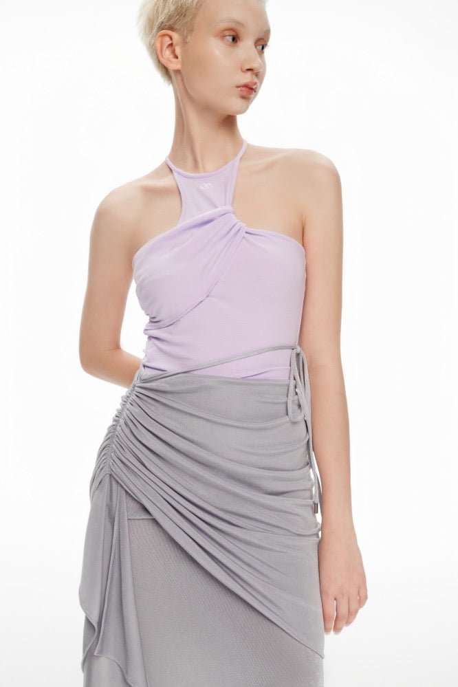 LOST IN ECHO Twisted Racerback Tank Top in Purple | MADA IN CHINA