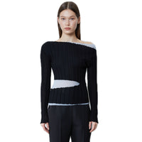 FENGYI TAN Two-piece Set of Off-shoulder Sweater Tops in black | MADA IN CHINA