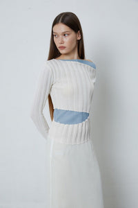 FENGYI TAN Two-piece Set of Off-shoulder Sweater Tops in White | MADA IN CHINA