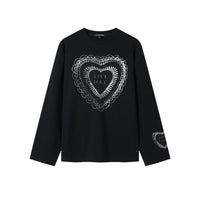 SOMESOWE Vintage Lace Love Cotton Long sleeved T-shirt in Black | MADA IN CHINA