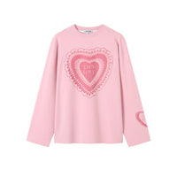 SOMESOWE Vintage Lace Love Cotton Long sleeved T-shirt in Pink | MADA IN CHINA