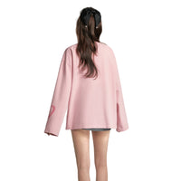 SOMESOWE Vintage Lace Love Cotton Long sleeved T-shirt in Pink | MADA IN CHINA