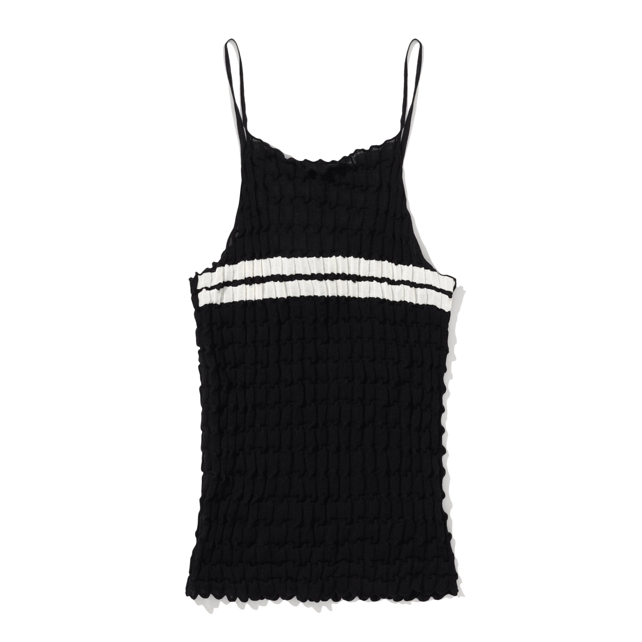 CPLUS SERIES Waffle Textured Knit Vest With Square Neck Black | MADA IN CHINA