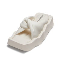 LOST IN ECHO Wavy Sole Padded Knot Slippers in White | MADA IN CHINA