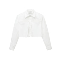 Maca Kaka White Deconstructed Cropped Shirt | MADA IN CHINA