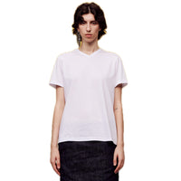 ilEWUOY White Embroidered Small V-neck T-shirt | MADA IN CHINA