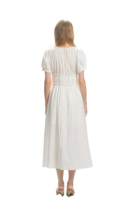 ARTE PURA White Handmade Floral Short Sleeve Shirt Dress | MADA IN CHINA